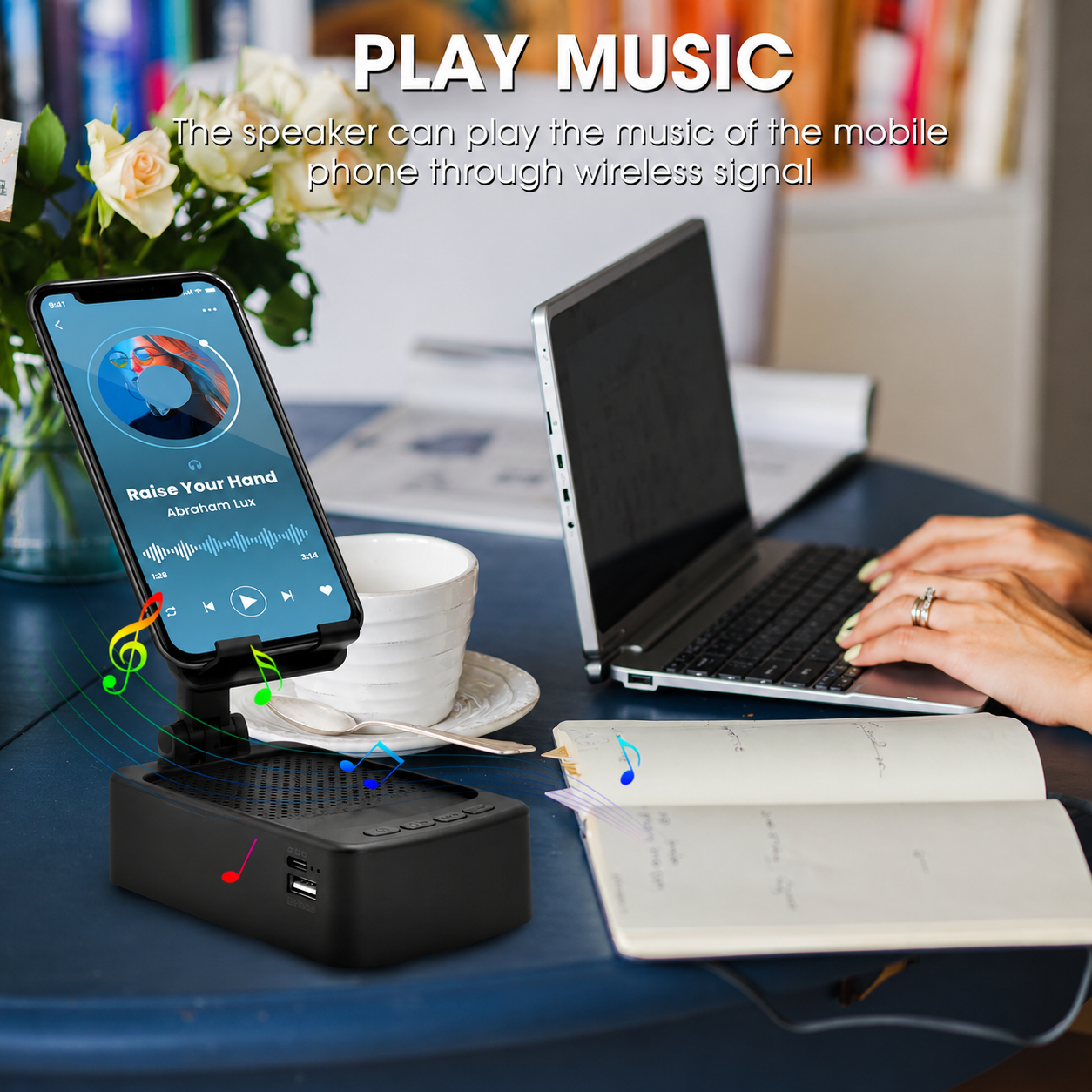 Roarswa Mobile Phone Holder with Bluetooth Speaker HD