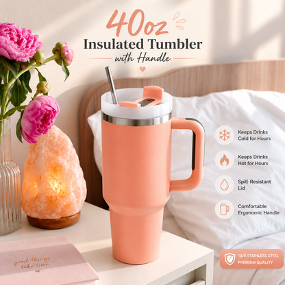 40oz Insulated Tumbler with Handle | Stainless Steel