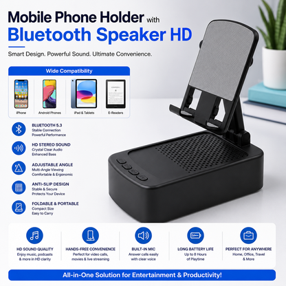 Roarswa Mobile Phone Holder with Bluetooth Speaker HD